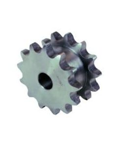 D03-06B1014A - British Std. DOUBLE SIMPLE (Steel) (Plate Wheel Design Type - No Boss) Longer Width over Teeth to 24.3mm to Allow Clearance for two Simplex Chains Ref 06B-1 (3/8" pitch x 7/32") with 14 teeth - Pilot Bore